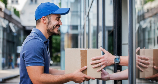 Delivery guy delivering package