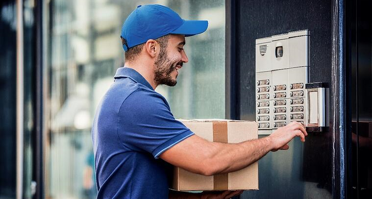 delivery guy ringing intercom